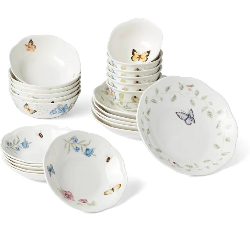 LENOX BUTTERFLY MEADOW 24 PC BOWLS PLATE SET